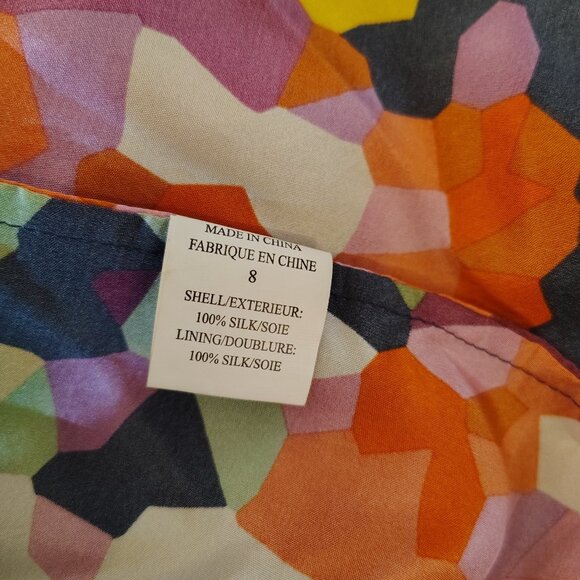 THEORY Navy Blue 100% Silk Floral Mosaic Dress - Picture 4 of 4